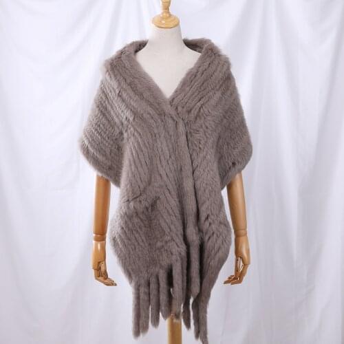 Luxury Womens Genuine Real Knitted rabbit Fur Scarves Tassels Lady Pashmina Wraps Autumn Winter Women Fur Cape Shawls Scarfs