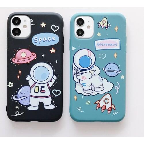 Cartoon Astronaut Silicon Case for iPhone 12 Pro Max Back Phone Cover for 12 Mini 11Pro Max X XS XR 8 7 Plus SE 2020 Capa