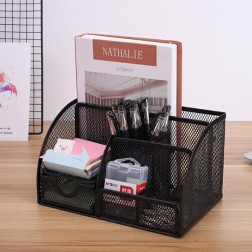 Metal mesh desk storage rack desktop office storage rack desktop pencil sundries badge box desktop stationery storage rack