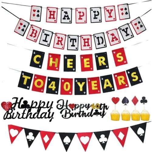 Casino Theme Party Decoration Poker Birthday Flag Magic Show Las Vegas Party Decorations Hen Night Birthday Party Decoration