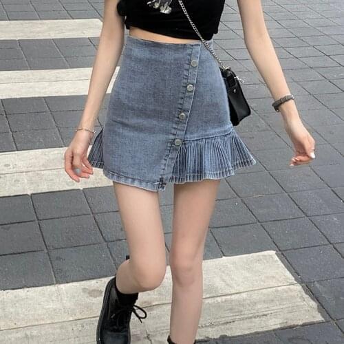 High Wiast Jeans Women Dress Summer Cotton Woman Skirts Fashion Women Clothing Korean Style Casaul Mini Skirt Harajuku WPY3361