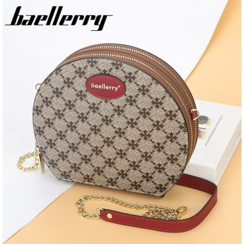 Baellerry Lady Shoulder Small Round Bag Double Zipper Diagonal Purse Women Leather Messenger Wallet Circular Bags cartera mujer
