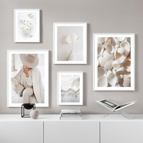 Woman Rose White Palm Shell Pigeon Luxury Wall Art Canvas Painting Nordic Posters And Prints Wall Pictures For Living Room Decor