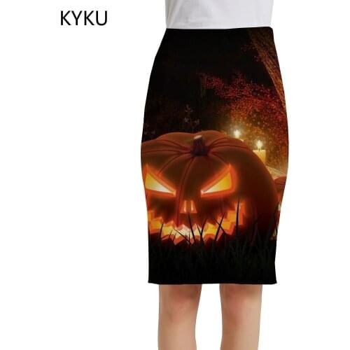 KYKU Halloween Skirts Women Pumpkin Sexy Tree Elegant Jesus Office Ladies Skirts Womens Floral Cool Party Knitted