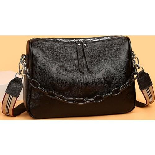 Natural Genuine Leather Women Handbags High Quality Soft Cowhide Letter printing Women Shoulder Bag Fashion Female Messenger bag