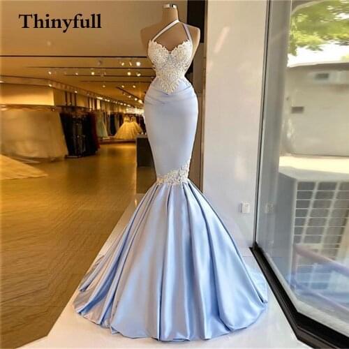 Flower Lace Appliques Evening Dresses Long Luxury Mermaid Women Spaghetti Sleeveles Saudi Arabia Formal Prom Gowns Plus Size