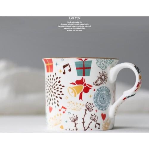 Golden Christmas Little Fresh Gift Cup Hand-painted gold moose mug coffee cup