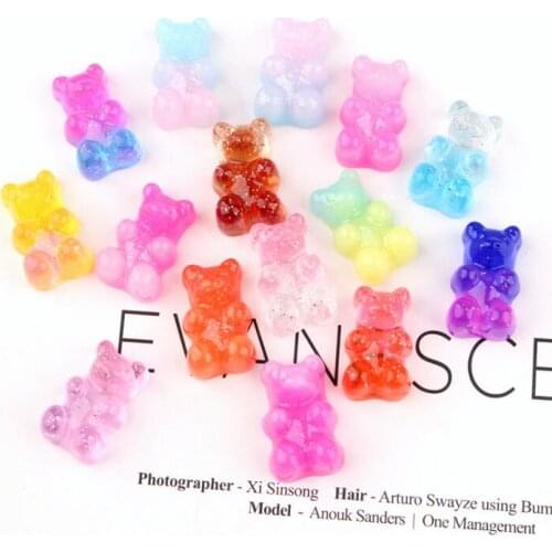10pcs/lot Cute Resin shiny bear Flatback Cabochon Charm DIY Phone/Craft Decoration Accessories