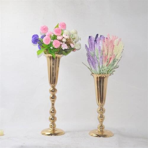 10 PCS Vases Flowers Trumpet Shape Vase Wedding Table Centerpiece Event Stand Pillar Road Lead Flower Pot For Home Decoration