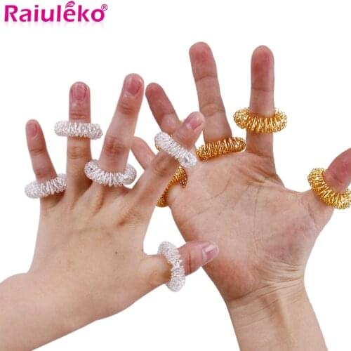 100pcs Stainless Steel Finger Massage Ring Acupuncture Ring Therapy Relax Hand Promote Blood Circulation Pain Relief Health Care