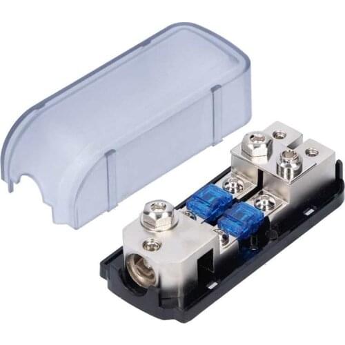 2 Way Car Fuse Holder 1 In 2 Out Fuse Distribution Block Box Holder for Auto Yacht Boat Stereo Audio Modification