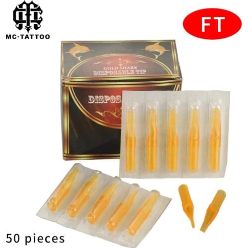 50Pcs Disposable sterile plastic tattoo tips FT Golden shark Nozzle Tip Tattoo Needle Tubes Tattoo Machine Accessories
