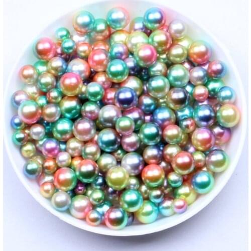 6mm 5000pcs RainBow Color No Hole Round Pearls Imitation Pearls Craft Wedding Dresses DIY Jewelry Nail Art Decorations