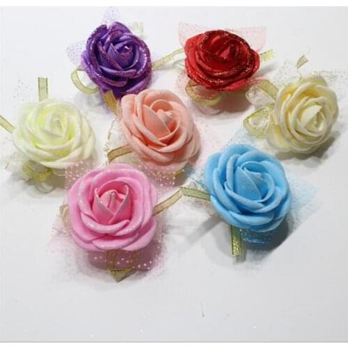 Free Shipping 2017 New Arrival 7Colors Bride Groom Wedding Corsages and Boutonnieres Rose Wrist Flower 50Pcs/Lot Wholesale
