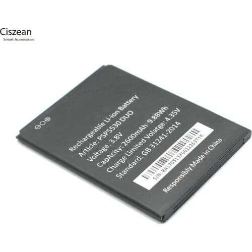 Ciszean PSP5530 DUO 2600mAh Smart Mobile Phone Replacement Battery For Prestigio PSP5530 DUO PSP 5530 DUO Free Shipping