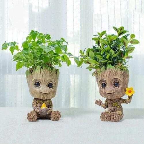 Groot Planter Pot Baby Flowerpot Home Decor Action Figures Toy Pen Pot PVC Hero Model Crafts Figurine Pots for Flowers