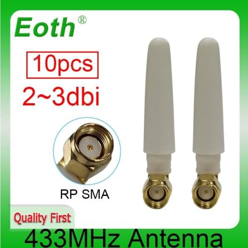 10pcs 433MHz Antenna 2.5dBi RP-SMA Connector 433 mhz Small IOT Antena Directiona White Wireless Communication Lorawan Receiver