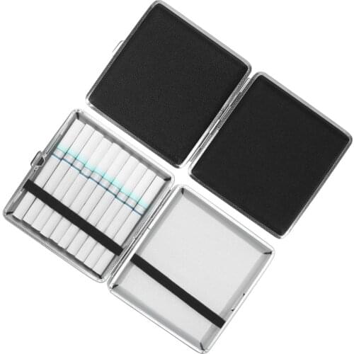 Cigarette Tools Double-open 1PCS Stainless Steel Tobacco Cigarette Box For 20pcs Cigarettes Leather Cigars Cigarette Cases