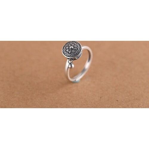 2019 handmade 925% silver ring Buddhist six word mantra, retro om Ring + lucky Amulet Ring