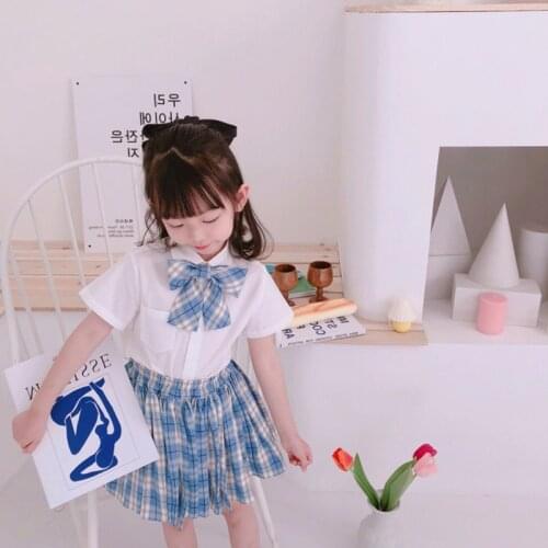 Jk Uniform Set Summer Childrens College Style Shirt Plaid Pleated Skirt Japanese School Uniform Two-piece Kids Clothes Girls