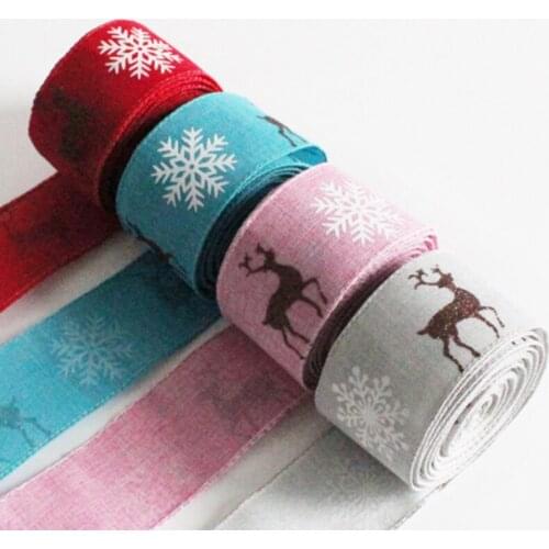 Roll Lron Thread Edge Imitation Hemp Tips With Christmas Party Decoration DIY Ribbons Christmas Gift Wrapping Ribbon
