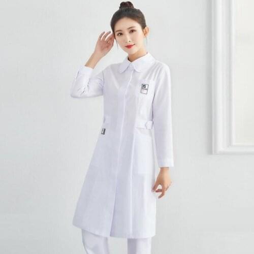 Scrub Dress Nursing Dress Beautician Work Uniform White For Women Stretch Spa Uniforms Scrubs Medical Uniforms Women AS295