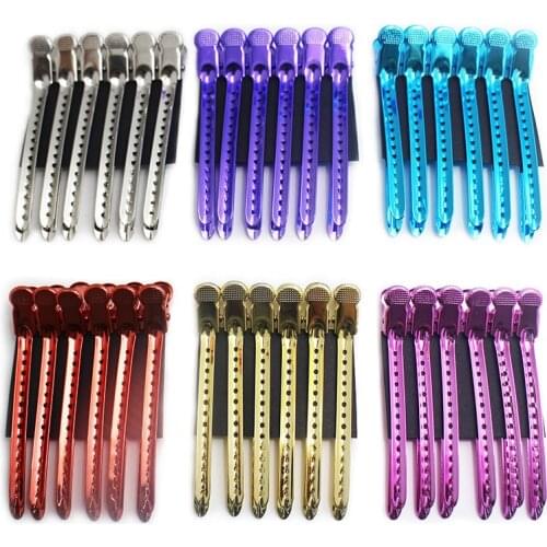 6Pcs Metal Duck Mouth Hairdresser Hair Clip Salon Hair Clamps Hairdressing Pro Section Hair Clips Hair Styling Accessories