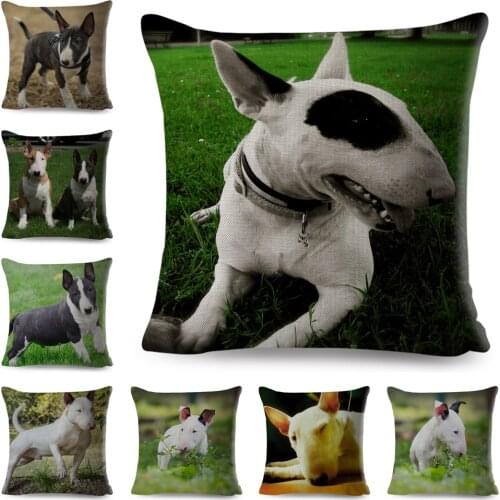 Cute England Pit Bull Terrier Dog Cushion Cover for Sofa Home Car 45*45cm Animal Printed Pillowcase Decor Pet Dog Pillow Case