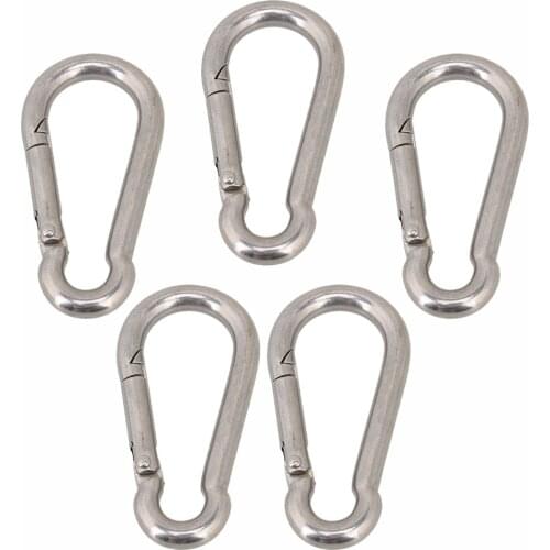 Multifunctional 304 Stainless Steel Spring Loaded Gate Snap Carabiner Quick Link Lock Ring Hook M10 100mm 5pcs