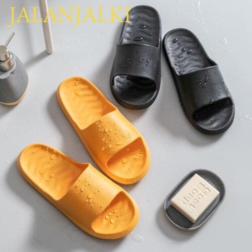 JALANJALKI Soft Women shoes Ladies Bathroom Non-slip Men Shoes Light Weight Unisex Jelly Color Sandle Couple Indoor Home Slipper