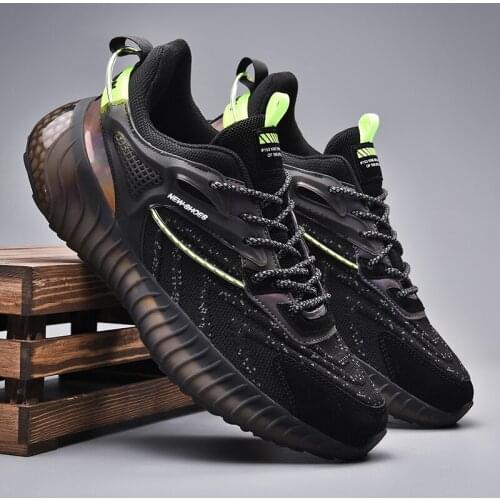 Mens Outdoor Leisure Sports Shoes Comfortable Breathable Lace-up Mesh Mens Shoes High Elasticity Soft Sole Running Shoes
