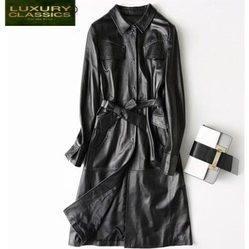 Genuine Leather Jacket Women Luxury Real Leather Montone Jacket Spring Autumn Natural Sheepskin Coat Female 2021 LWL1447