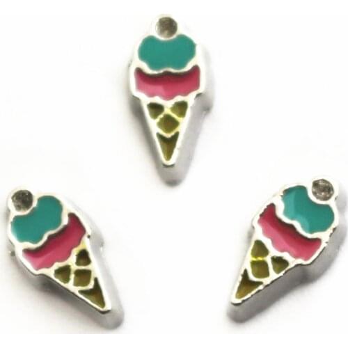 Newest 10pcs/lot Charms ice cream Floating Charms for Floating Memory pendant charms Lockets DIY Jewelry