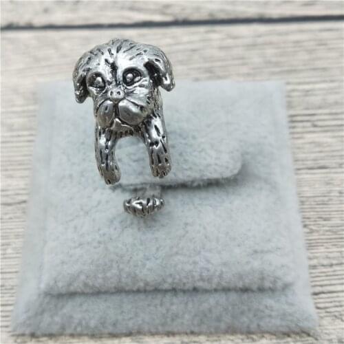 New Vintage Retro Shih-tzu Rings Classic Adjustable Shih-tzu Rings Women Animal Pet Dog Shih-tzu Jewellery