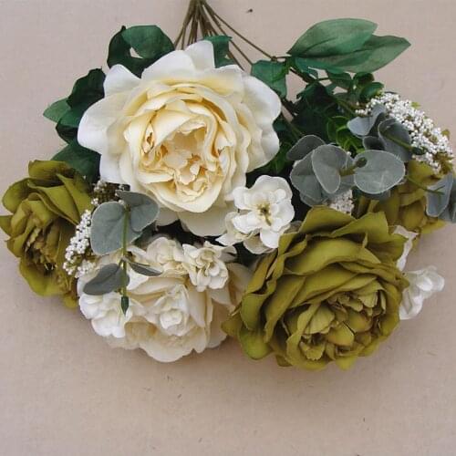 Charming Artificial Flowers Silk flower European Peony Fake Leaf Festival Wedding Home Party Decoration Wreathes FLOWER-231186