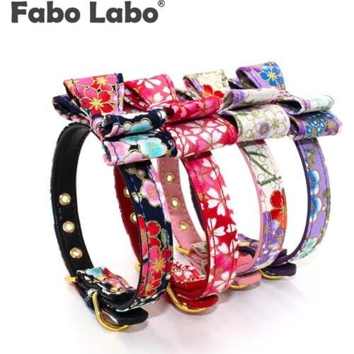 Pet Cat Dog Collar With Bowknot Fashion Adjustable Collar Neck alloy clasp Dog Leash Collars For Cats Dog Chihuahua Pet Supplies