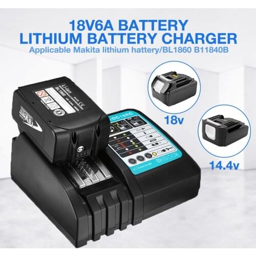 For Makita Tool Rechargeable 18v Battery & Charger BL1860 BL1840 BL1850 BL1830 BL1860B LXT400 18V 6000mAh Lithium 6Ah
