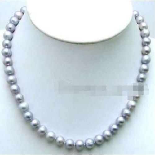 Stunning 8-9mm baroque gray freshwater cultured pearl necklace s64