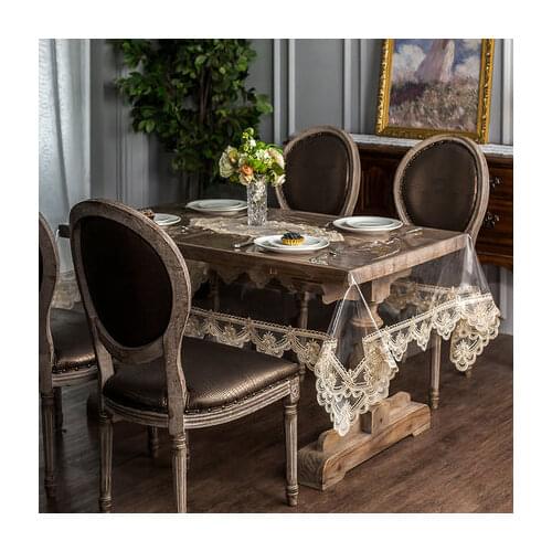 New arrive transparent PVC Soft glass tablecloth with lace waterproof tablecloth Christmas wedding decor free shipping