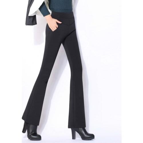 Flared Pants Eastic Corduroy Boot Cut Pants Female Spring Plus Size 4XL Wide Leg Trousers Womens High Waist Business s Legging