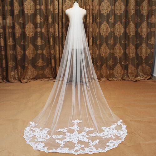 Real Photos Long Wedding Veil Beautiful White Ivory Cathedral Bridal Veil Soft Tulle 3m/10ft Veil with Comb Voile Mariage