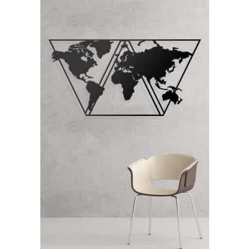 Triangle Geo Decorative Metal World Map Metal Wall Decor Art Decor 3D Metal Sculpture Home Decor Office Decor