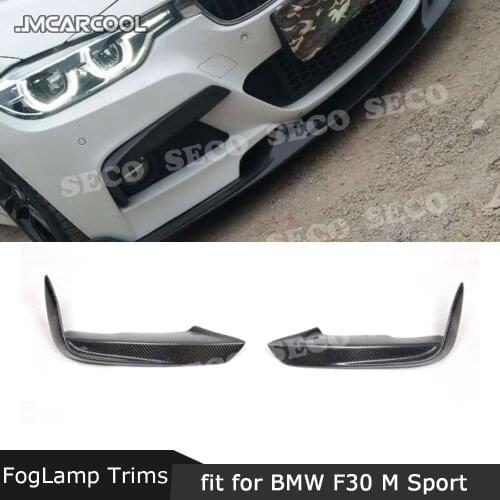 Carbon Fiber Front FogLamp Corner Splitters Trim for BMW 3 Series F30 M Sport 2012-2018 Fog lights eyelids Strips Stickers