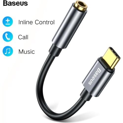 Baseus USB Type C to 3.5mm Jack OTG Adapter USB-C Type-C to 3.5 mm Earphone Audio Aux Cable For Huawei Xiaomi Mi 9 8 Oneplus 7
