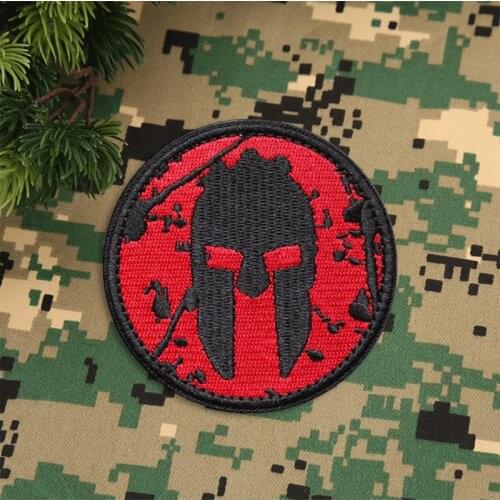 Embroiderd Military Spartan Armor Warrior Helmet Patch Badges Emblem military Army 7.5 cm Accessory Hook and Loop Tactical