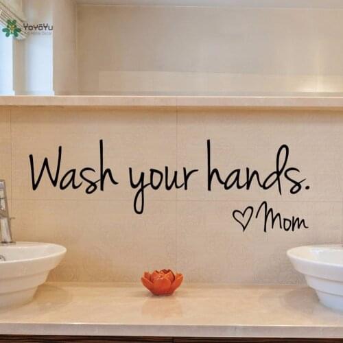 YOYOYU Vinyl Wall Decal "Wash Your Hands" Love Mom Bathroom Sink Simple Words Art Modern Decoration Stickers FD169