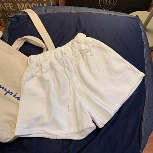 2021 New Women Summer Casual Solid Wide Leg Drawstring Shorts Elastic High Waist Loose for Girls Soft Cool Shorts Female Z118