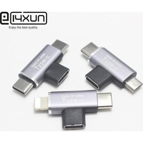TYPE-C Female to Double Head Type-c Male Head Two-in-one T-type Adapter C female to Micro Male C Female to For iPhone Huawei