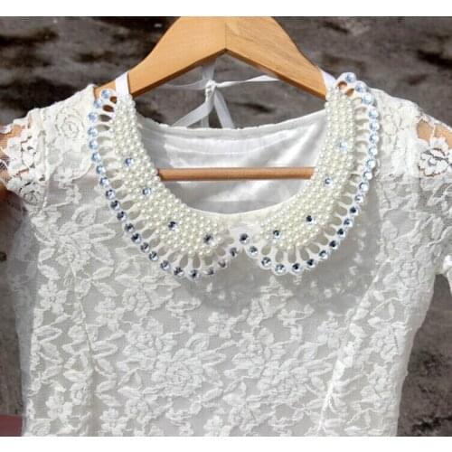 2015 New Vintage Jewelry Statement Necklace Pendant ladies unique design folded blouse bead neck collar black white lace collar