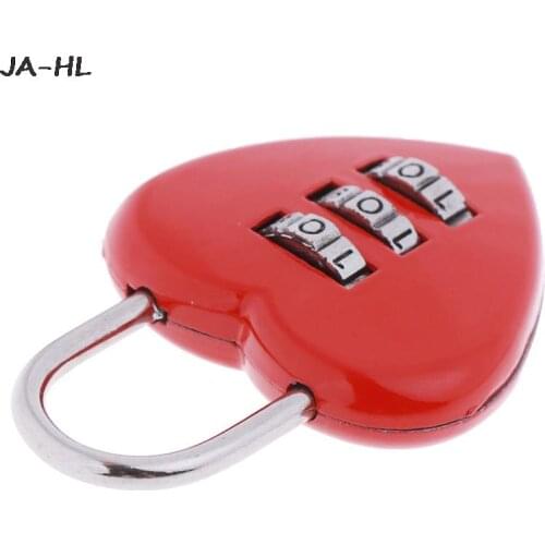 1PCS Hot Sale Luggage Lock Mini Cute 3 Digit Luggage Suitcase Padlock Red Heart Shaped Coded Lock New